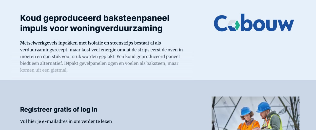 Artikel INpakt Cobouw Koud geproduceerd baksteenpaneel impuls voor woningverduurzaming