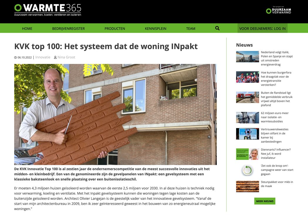 Artikel Warmte365 - KVK top 100 Het systeem dat de woning INpakt